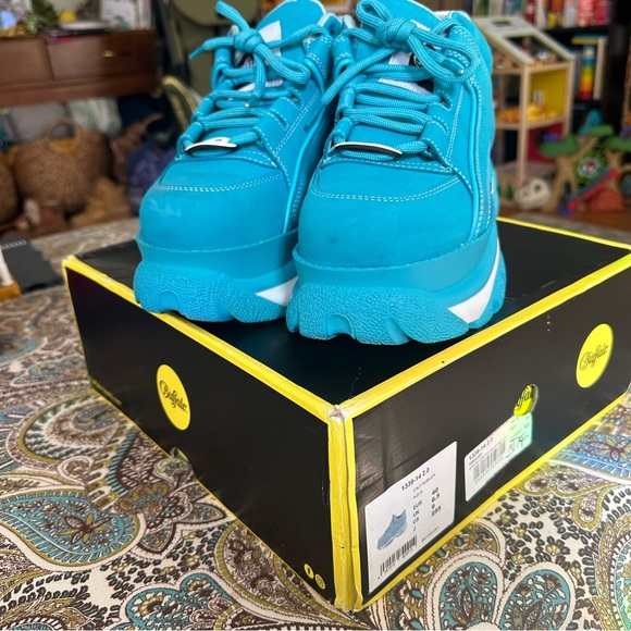 Buffalo London turquoise leather nubuck platform boots size 9/40 - Picture 2 of 5